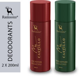 RAMSONS MY CASTILLO LOVE POTION & MY CASTILLO GREEN Combo Deodorant Spray  -  For Men & Women