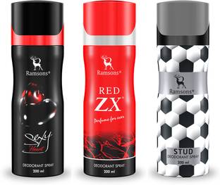 RAMSONS SexyHeart, Red ZX and STUD Deodorant Combo Deodorant Spray  -  For Men & Women