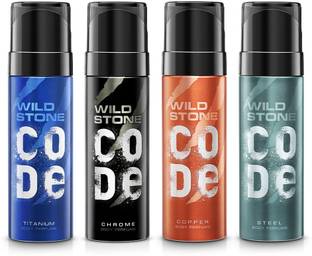 Wild Stone CODE Chrome, Copper, Steel & Titanium No Gas Deodorant for Men |150ml Each, Set of 4| Deodorant Spray  -  For Men