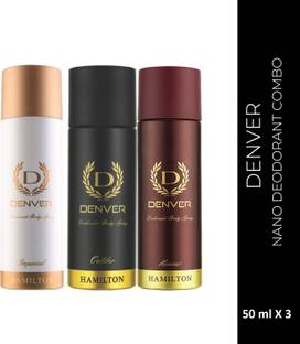 DENVER Caliber,Honour & Imperial Nano Deo | Long Lasting (50ml x 3) Deodorant Spray  -  For Men