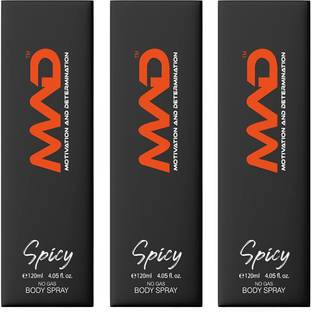 mad No Gas Deodorant (Spicy) Pack of -3 120ml Each Long Lasting Fragrance Body Deo Deodorant Spray  -  For Men & Women