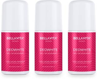 BELLAVITA Deo White Deodorant RollOn for Under Arm Skin Whitening -For Women(Pack of 3) Deodorant Roll-on  -  For Women