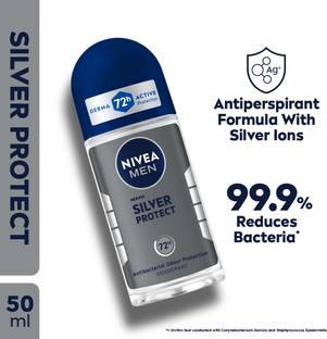 Nivea Men Silver Protect Roll On with Antibacterial 72h Protection, Reduces 99.9% Bacteria Deodorant Roll-on  -  For Men
