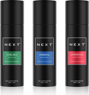 NEXT Arsenal, Chelsea and Liverpool (3X150ml) Combo Set|Long Lasting Deodorant Spray  -  For Men & Women