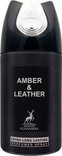 Lattafa ALHAMBRA AMBER & LEATHER Deodorant Spray  -  For Men