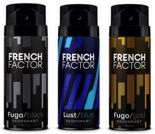 French Factor Deodorants Men Combo Pack Black |Blue |Gold| Deodorant Body Spray for Men Deodorant Spray  -  For Men