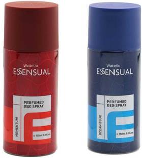 WATELLO ESSENSUAL PERFUMED DEO SPRAY - MOMENTUM & OCEAN BLUE Body Spray  -  For Men & Women