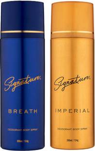 Signature Breath & Imperial Long Lasting Fragrance (200ML Each) Combo Deodorant Body Spray  -  For Men & Women