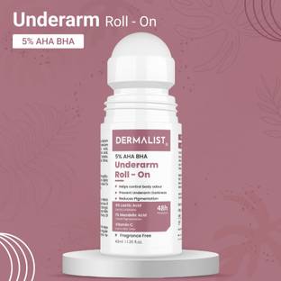 Dermalist 5% AHA BHA Underarm Roll On | Reduces Pigmentation & Odour | Fragrance Free Deodorant Roll-on  -  For Men & Women