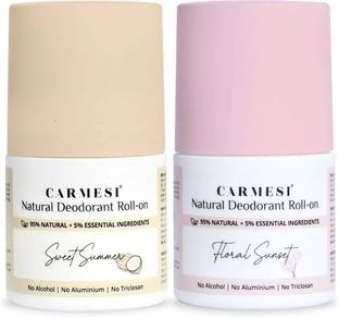 Carmesi Combo of 2 Fragrances - Sweet Summer & Floral Sunset | Natural Underarm Deodorant Roll-on  -  For Women