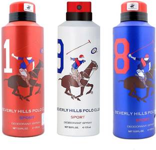 beverly hills Polo Club Sport No 1, 9 and 8 Deodorant Combo pack of 3 (175ml each) Deodorant Spray  -  For Men