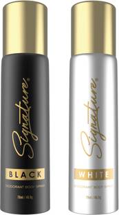 Signature Black & White Long Lasting Fragrance Skin Friendly (70ML Each) Combo Deodorant Body Spray  -  For Men & Women