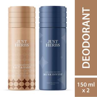 Just Herbs Musk Divine, Salt & Sand (Pack of 2) Deodorant Spray  -  For Men