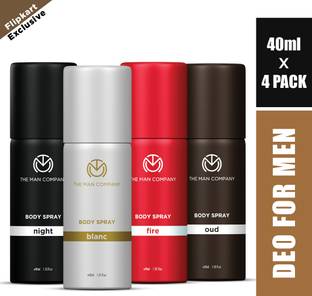 THE MAN COMPANY Travel Deo Kit - Blanc, Fire, Night & Oud Deodorant Set | 4 Mini Body Sprays Deodorant Spray  -  For Men & Women