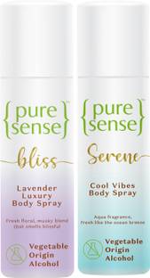 PureSense Body Spray Combo (Serene Cool Vibes + Bliss Lavender Luxury) Deodorant Spray  -  For Women