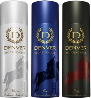 DENVER Sporting Club Rider, Goal & Victor (Pack of 3) Deodorant Spray  -  For Men