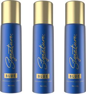Signature Blue Long Lasting Fragrance Skin Friendly (70ML Each) Combo Deodorant Body Spray  -  For Men & Women