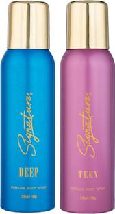 SIGNATURE Golden Deep & Teen Long Lasting Fragrance (120ML Each) Combo Perfume Body Spray  -  For Men & Women
