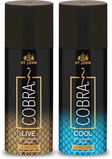 ST-JOHN Cobra Deo Cool (150 ml) & Cobra Deo Live (150 ml) Deodorant Spray  -  For Men