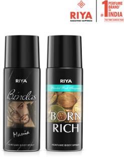 RIYA Bindas And Born Rich Body Spray Deodorant For Men Pack Of 2 150 Ml Each Deodorant Spray  -  For Men