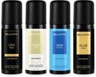 BELLAVITA organic Deo Parfum Travel-Size Gift Set|4x50 ml|Long Lasting Body Deodorant Spray  -  For Men & Women