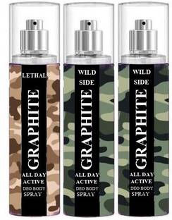 GRAPHITE LETHAL-1,WILD SIDE-2 PACK OF 3 Perfume Body Spray  -  For Men & Women