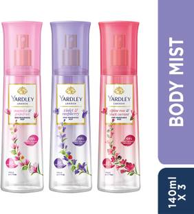 Yardley London Alpine Rose & Blak Currant, Mangolia & Grapefruit, Violet & Raspberry Assorted Body Mist  -  For Women