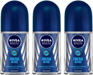 NIVEA Fresh Active roll on 50ml Set Of 3pc Deodorant Spray  -  For Men & Women