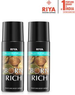 RIYA Born Rich Body Spray Deodorant For Unisex Pack Of 2 150 Ml Each Deodorant Spray  -  For Men