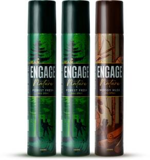 Engage Nature Deo: 2 Forest Fresh & 1 Woody Musk (150ml X 3) Deodorant Spray  -  For Men
