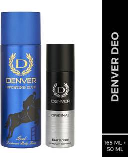 DENVER Goal Body Deo 165 ml & Black.code Nano 50 ml Deodorant Spray  -  For Men