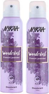 NYKAA Wanderlust Deodorant Spray French Lavender (150ml) pack of 2 Body Spray  -  For Men & Women