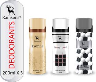 RAMSONS Exotica, Secret Code and STUD Deodorant Combo Deodorant Spray  -  For Men & Women