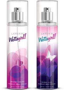 LAYER'R Wottagirl Secret Chrush & Amber Kiss Body Splash Long Lasting Fragrance Combo Body Mist  -  For Women