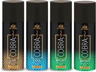 ST-JOHN Cobra Deo Live & Cool & Sports & Toxic Deodorant Spray  -  For Men & Women