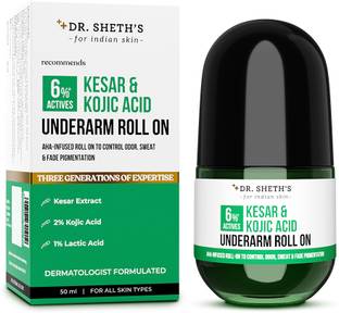 Dr. Sheth's Kesar & Kojic Acid Underarm Roll On | Prevents & Controls Body Odor Deodorant Roll-on  -  For Men & Women