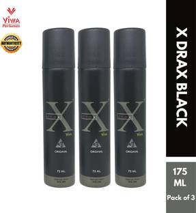 VIWA Xdrax Black Orignal Perfume Spray 75ml Each (Pack of 3) Perfume Body Spray  -  For Men & Women
