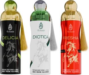 Al-Nuaim Deo Combo | Delicia Deo - 200ml Exotica Deo - 200ml Freshia Deo - 200ml | Deodorant Spray  -  For Men & Women
