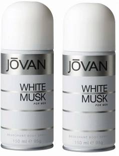 Jovan White Musk Body Spray for Men, 150ml (Pack of 2) Deodorant Spray  -  For Men