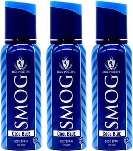 John Phillips Smog Cool Blue X 3 | Men Body Deodorant | No Gas Deo | Long Lasting Combo Pack | Aqua Scent For Daily Use Body Spray  -  For Men