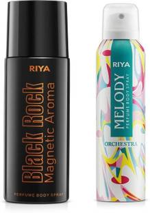 RIYA Black Rock And Melody Orchestra Body Spray Deodorant For Unisex 150 Ml Each Deodorant Spray  -  For Men & Women