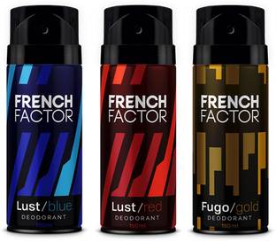 French Factor Deodorants Men Combo Pack Lust Blue| Red| Fugo Gold | Body Spray for Men Deodorant Spray  -  For Men