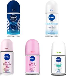 NIVEA Rollon 25ml - F. Active, F. Natural, P.& Beauty, P&B Radiance. Sensitive. Deodorant Roll-on  -  For Men & Women