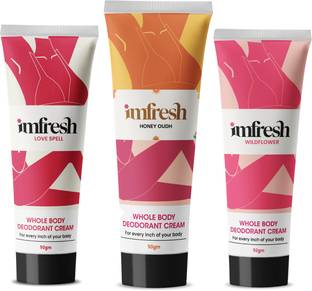 imfresh Long Lasting Fragrance to Prevent Odour | Honey Oudh, Wildflower & Love Spell Deodorant Cream  -  For Women