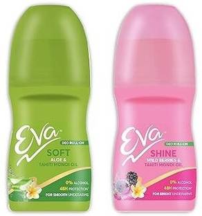 EVA Shine & Soft Roll On Combo|For Bright & Fresh Underarms|Alcohol & Aluminium Free Deodorant Roll-on  -  For Women