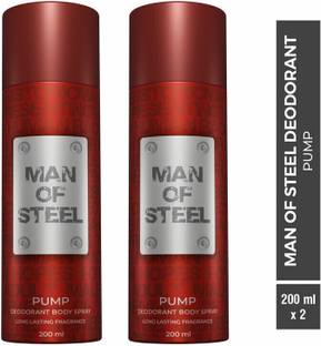 DENVER Combo of Man Of Steel Pump Long lasting Deodorant Spray  -  For Men
