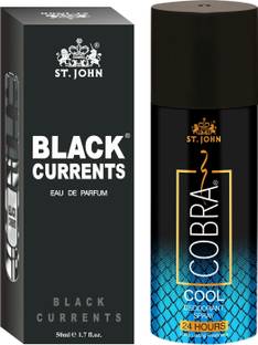 ST-JOHN Cobra Deodrant Cool 150 ml & Cobra Black Current 50ml Perfume Combo Gift Pack Perfume Body Spray  -  For Men & Women