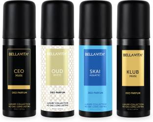 Bella vita organic Deo Parfum Travel-Size Gift Set|4x50 ml|Long Lasting Fragrance| Deodorant Spray  -  For Men & Women