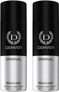 DENVER Black Code Deo Long Lasting Pack Of 2 Deodorant Spray  -  For Men