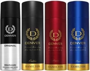 DENVER Black Code, Caliber, Honour & Pride Deodorant Spray  -  For Men